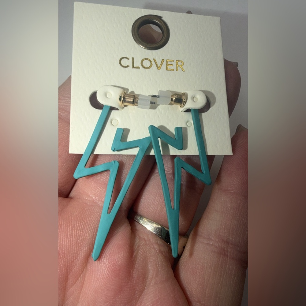 ❤️Teal Geometric Earrings - Picture 3 of 3